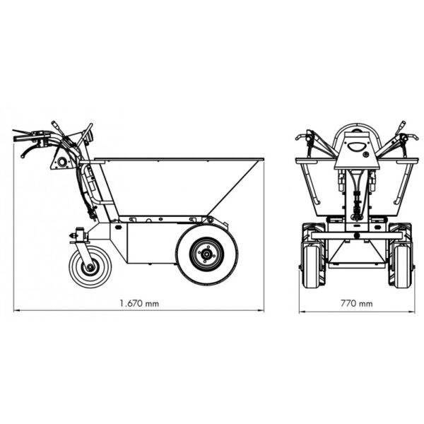 brouette électrique 500kg vérin gaz mw-tools med500 – Image 10